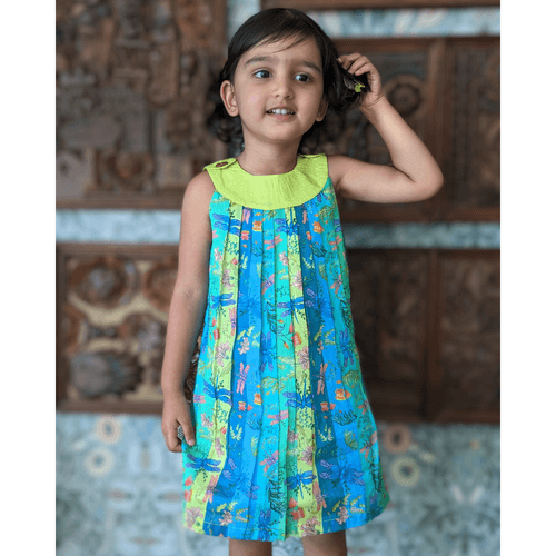 Cotton Malmal Dress | Dragonfly Neon | 1-12Y