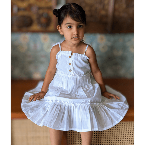 Cotton Malmal Dress | Simply Malmal White | 1 -12Y