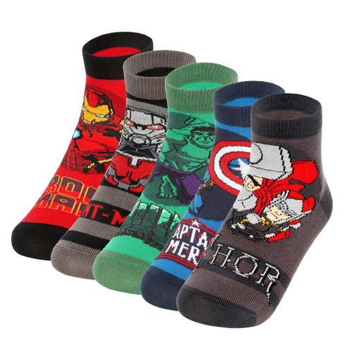 Supersox Disney Avenger Ankle Length Socks for Kids Pack of 5