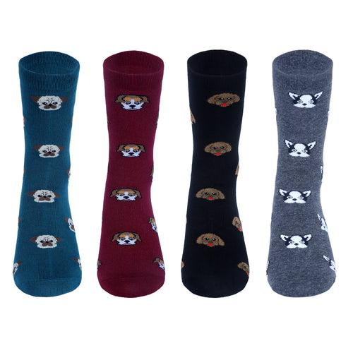 Supersox Funky Women Crew Length Compact Combed Cotton Socks Packs of 4