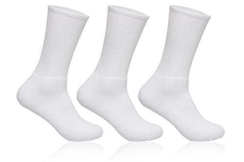 Men's PO3 Regular Combed Cotton Terry Sports Socks - White