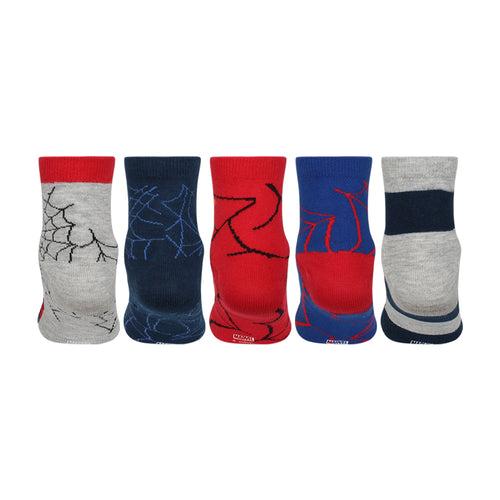 Supersox Disney Spiderman Ankle Length Socks for Kids Pack of 5