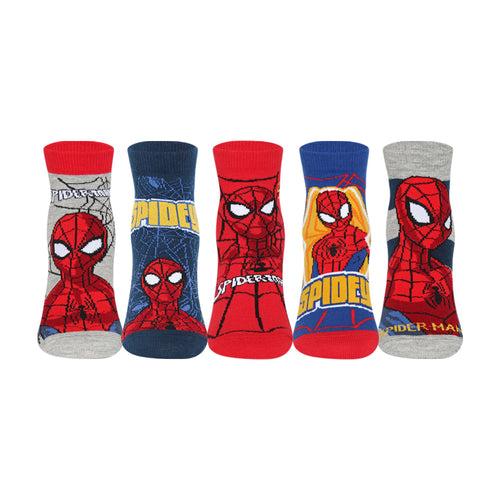 Supersox Disney Spiderman Ankle Length Socks for Kids Pack of 5