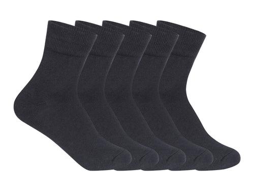 Supersox Kids School Uniform Ankle Length Combed Cotton Black Color Socks Pack Of 5
