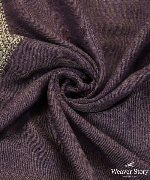 Purple Handwoven Pure Pashmina Shawl With Silver Zari Tilla Border And Palla