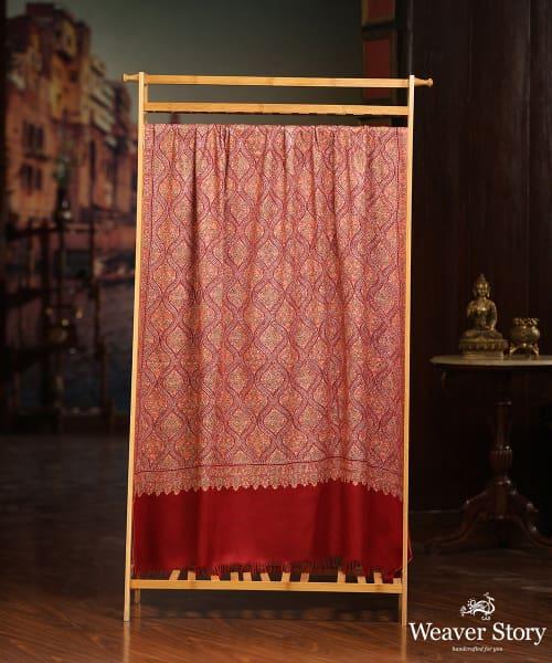 Maroon Handwoven Pure Pashmina Shawl With Sozni Kari Jamawar Embroidery