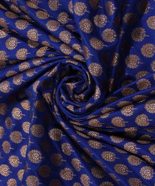 Blue Handloom Pure Katan Silk Banarasi Dupatta With Badla Border