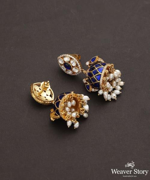 Swadha Handcrafted Pure Silver Kundan Earrings With Semi Precious Stones