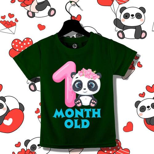 Cute Panda with Birthday Month Number | 0-3 Monthly Birthday T-Shirts