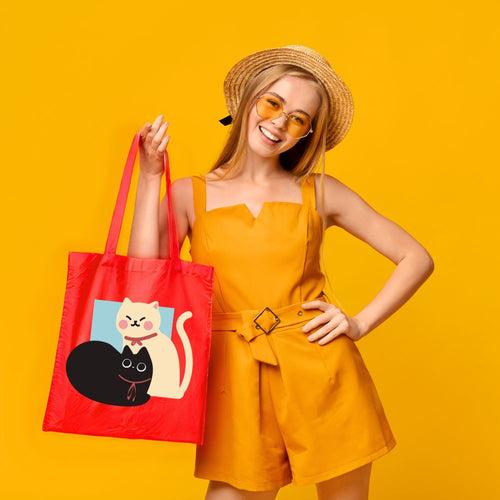 Purr-fect Paws Red Tote Bag with Zipper