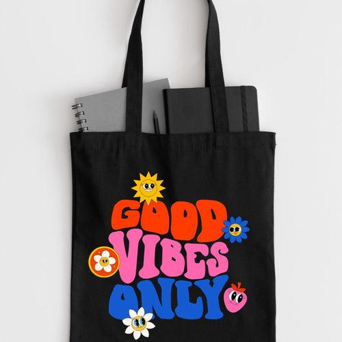 Good Vibes Only Tote Bag with Zipper