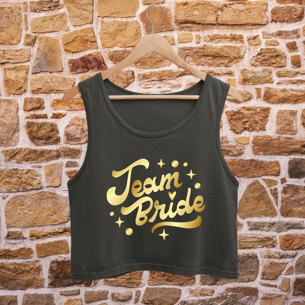 Gold Printed Crop Tank Top for Team Bride | Bachelorette Party