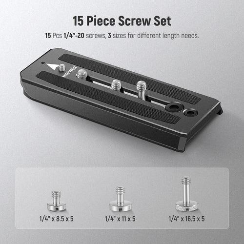 Neewer 1/4''-20 Quick Release Plate Slotted Screw Kit with Storage Case (15 Pieces)