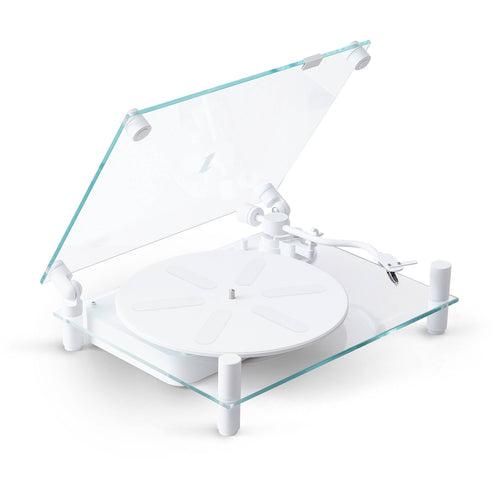 Transparent TT-W Manual Two-Speed Turntable with Bluetooth (White)