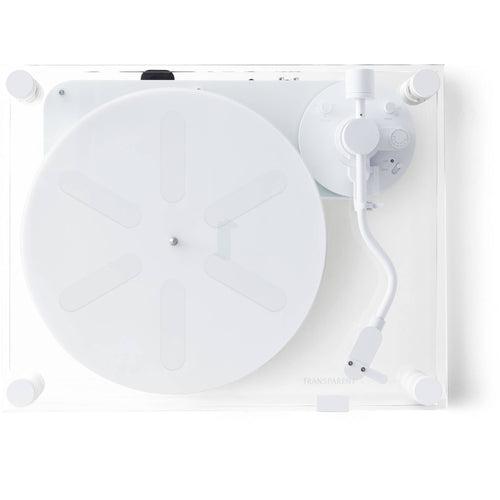 Transparent TT-W Manual Two-Speed Turntable with Bluetooth (White)