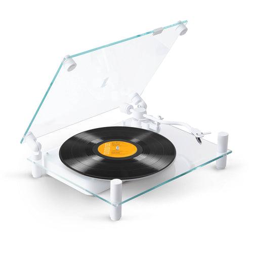 Transparent TT-W Manual Two-Speed Turntable with Bluetooth (White)