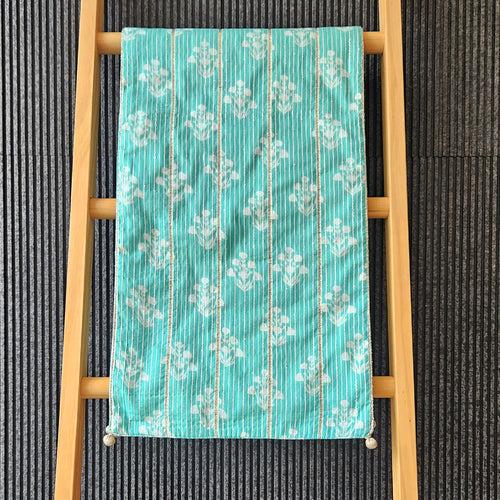 Rang Block Printed Table Runner Ferozi