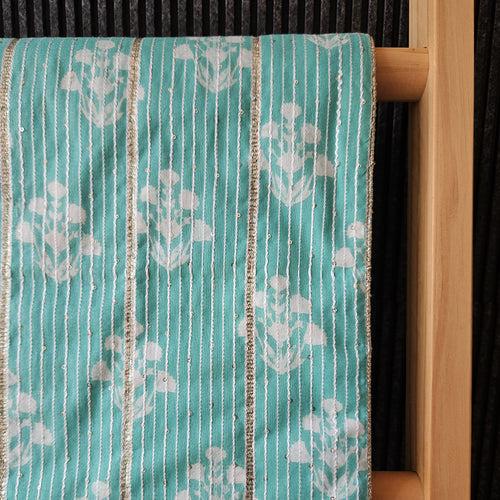 Rang Block Printed Table Runner Ferozi