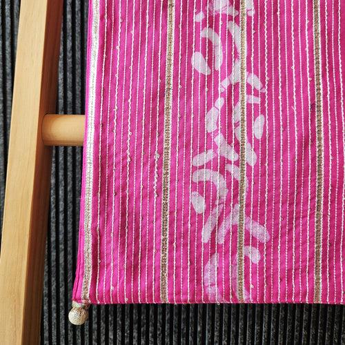 Rang Block Printed Table Runner, 200cm, Magenta