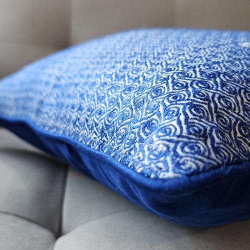 Eri Silk Woven Throw Pillow Cover - Blue