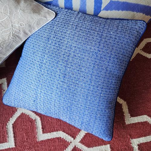 Eri Silk Woven Throw Pillow Cover - Blue