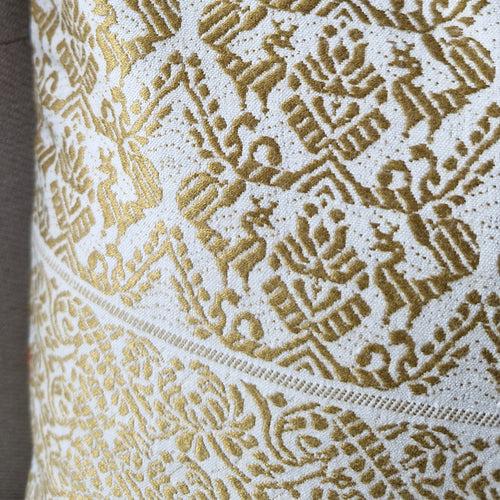 Beige & White Ahimsa, Peace Silk Pillow Cover