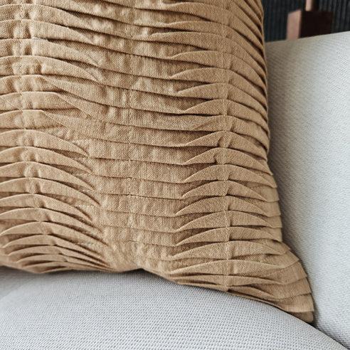 Clay Handloom Cotton Pleated Cushion Cover