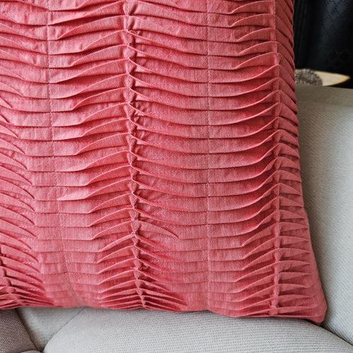 Coral Handloom Cotton Pleated Cushion Cover