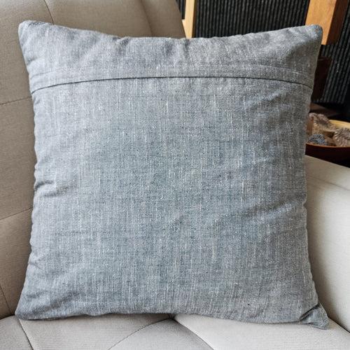 Grey Handloom Cotton Pleated Cushion Cover