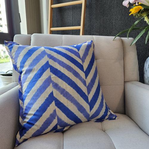 Leheria Dyed Silk Cushion Cover, Blue Set of 2