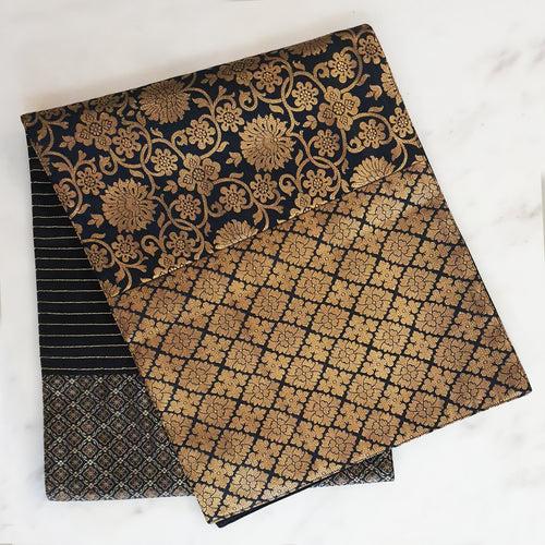 Black and Gold Patchwork Brocade Table Runner