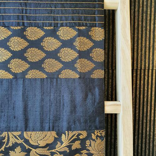 Black & Gold Patchwork Brocade Table Runner