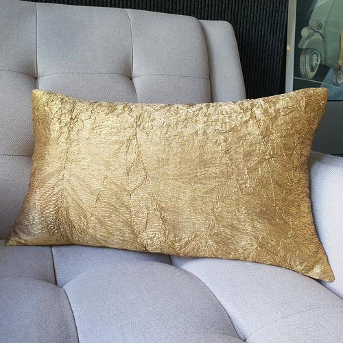 Metallic Gold Cushion Cover with Pleated Effect