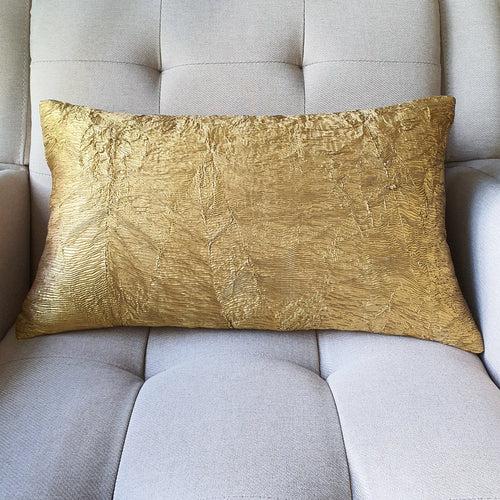 Metallic Gold Cushion Cover with Pleated Effect