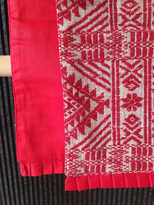 Red Woven Peace Silk Table Runner