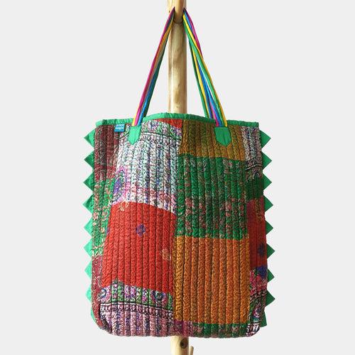 Clearance Sale - Vintage Kantha Tote Green