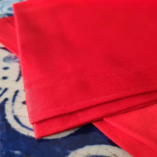 Set of 6, Red Glazed Cotton Dinner Napkins