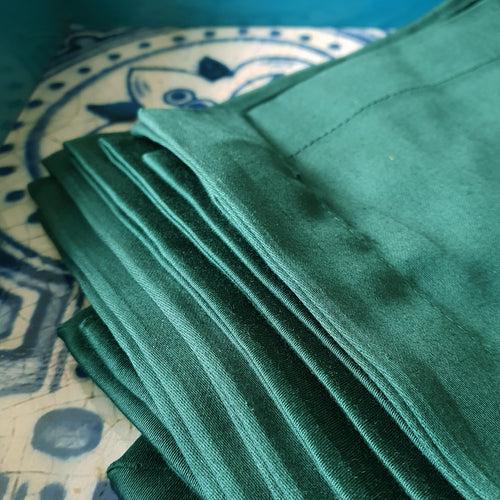 Set of 6, Solid Green Glazed Cotton Dinner Napkins