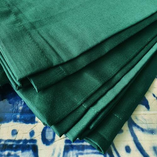 Set of 6, Solid Green Glazed Cotton Dinner Napkins