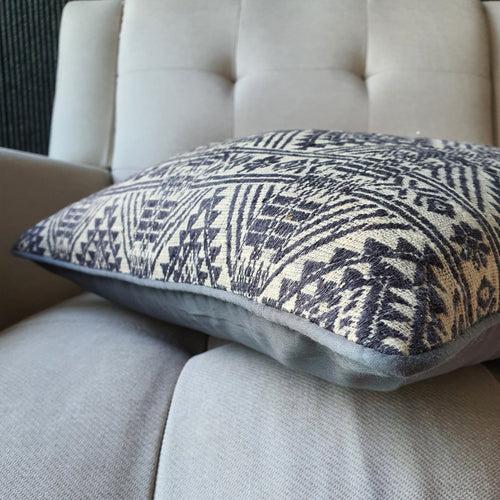 Grey Woven Peace Silk Pillow Cover