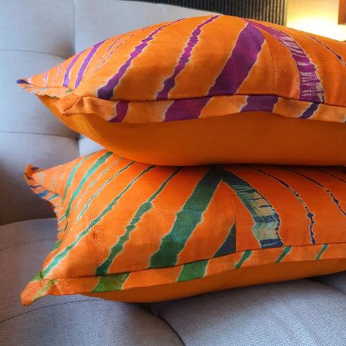 Leheria Dyed Silk Cushion Cover, Set of 2