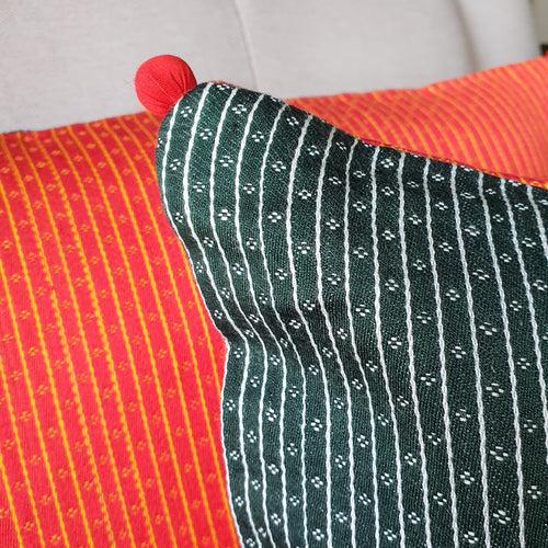 Black & Red, Reversible Mashru Cushion Cover