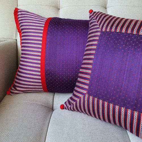 Purple Patchwork Mashru Cushion Cover