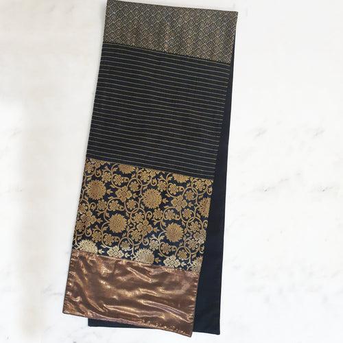 Black and Gold Patchwork Brocade Table Runner