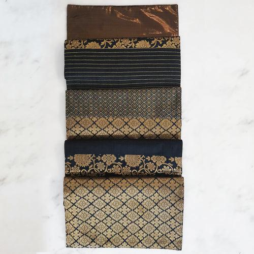 Black and Gold Patchwork Brocade Table Runner