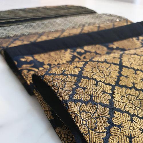 Black and Gold Patchwork Brocade Table Runner