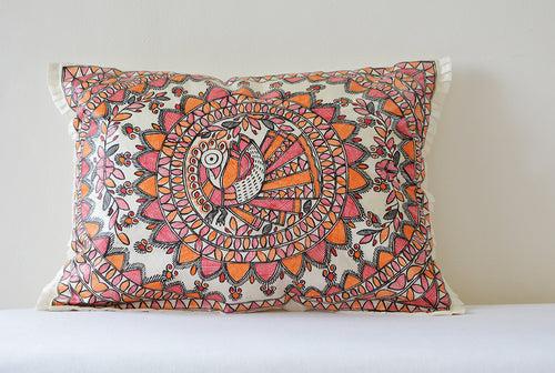 Hand Painted Madhubani Cushion Cover