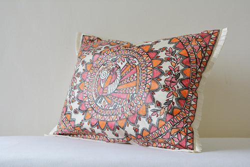 Hand Painted Madhubani Cushion Cover