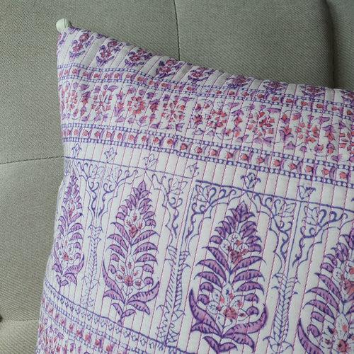 Lilac Block Printed Cushion Cover