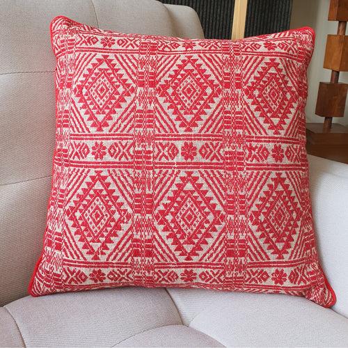 Red Woven Ahimsa/Peace Silk Pillow Cover